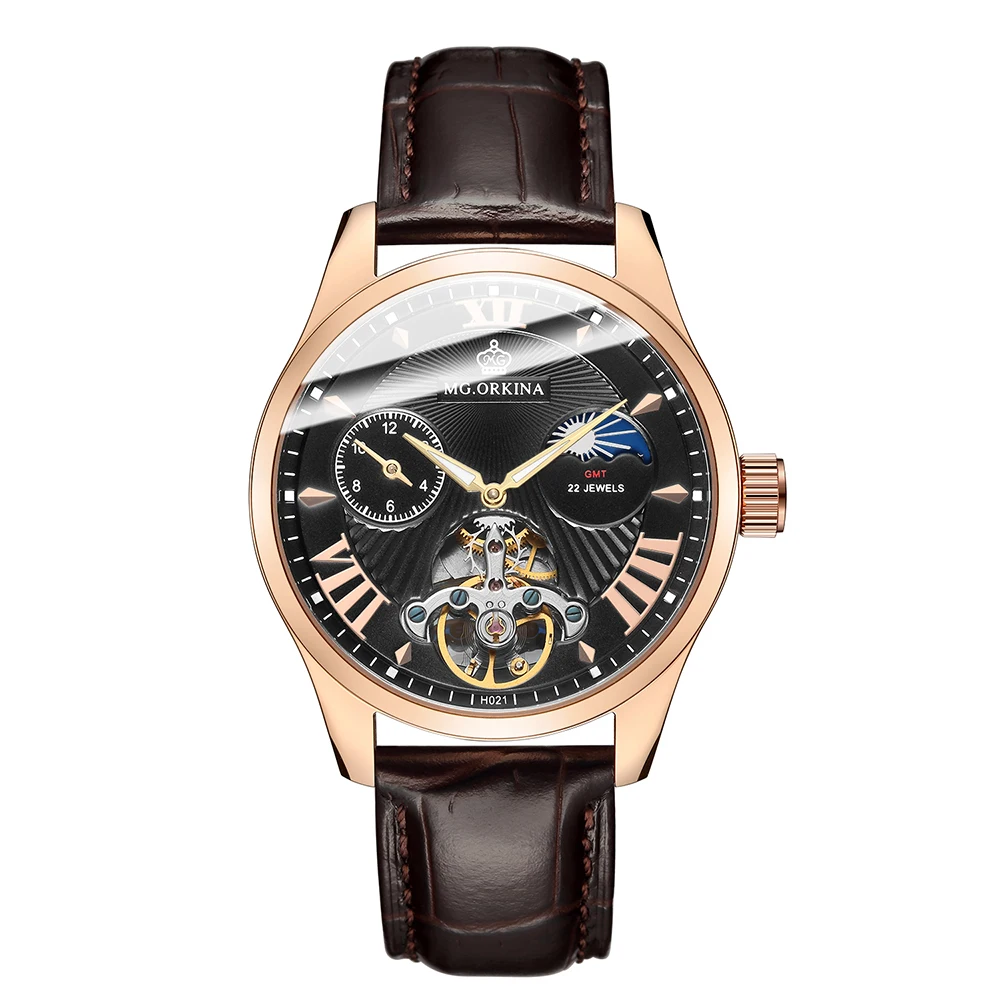 Роскошные Механические Мужские часы Tourbillon автоматические мужские винтажные