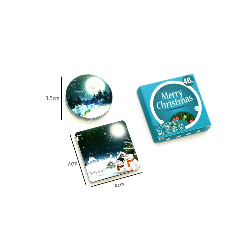46 ⑤ кор. веселая Рождественская бумажная наклейка милый снеговик украшение