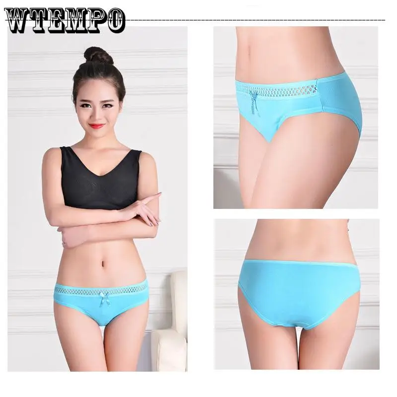 WTEMPO женское нижнее белье хлопковые сексуальные трусы однотонные милые кружевные