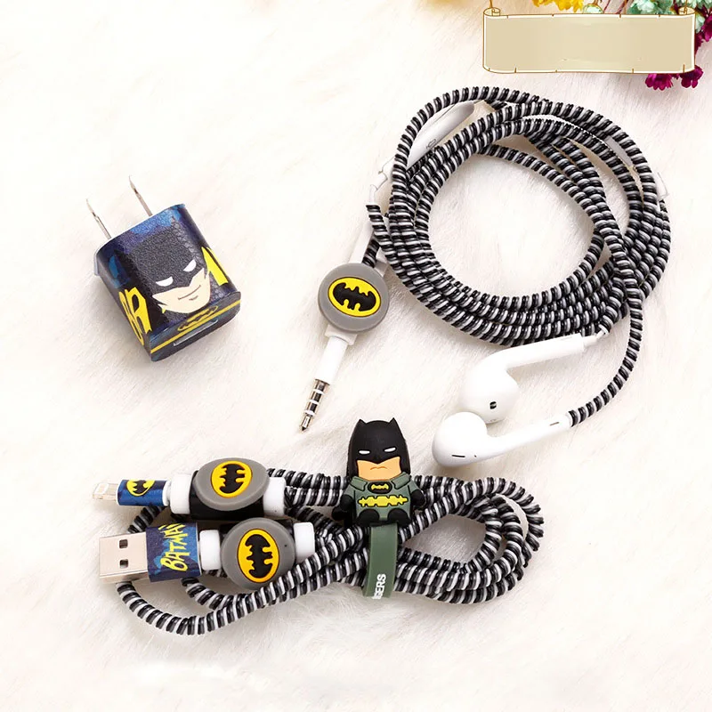 Набор для сматывания кабеля Diy, ТПУ, Спиральный usb кабель для зарядки, защита для наушников, защита шнура для iphone 5, 5s, 6, 7, 8, наклейки для зарядного устройства