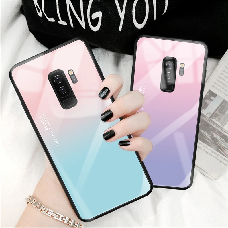 Чехол для телефона для samsung Galaxy S9 S8 Plus Note 8 9 10 Pro Глянцевая Мультфильм Стекло Крышка для samsung A7 S10 S10e A50 A30 A70 A20