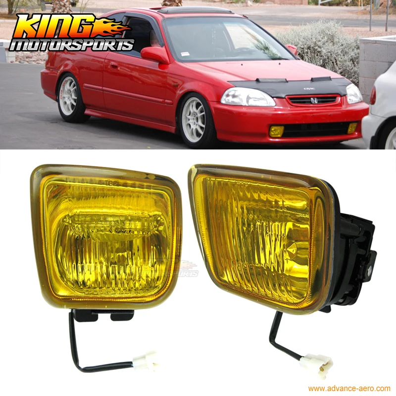 Подходит для 1996 1997 1998 Honda Civic EK JDM желтые Противотуманные фары лампы США