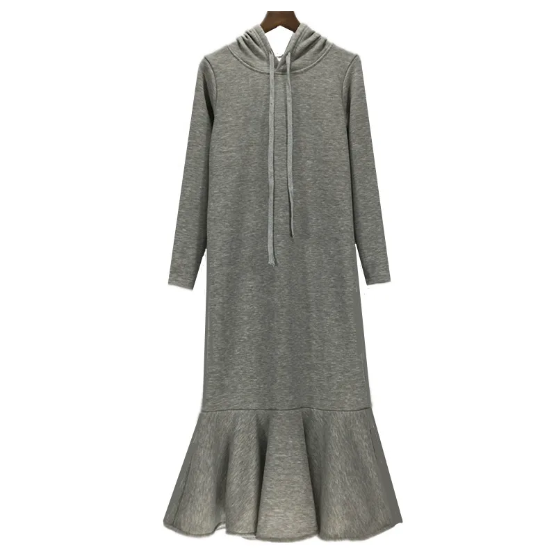 4XL 5XL 6XL размера плюс женское платье Толстовка 2020 весна осень с длинным рукавом