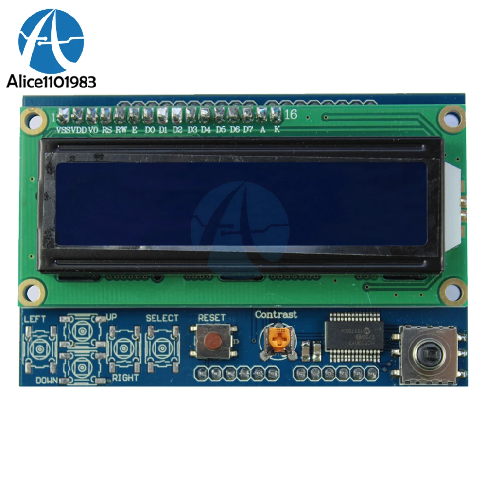 Регулируемая яркость 1602 ЖК дисплей Shiled IIC I2C MCP23017 5 клавиатура для Arduino UNO/MEGA