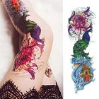 Новинка 1 шт. Временная тату-наклейка красивый Павлин Полный цветок тату с рукояткой боди-арт большая поддельная тату-наклейка