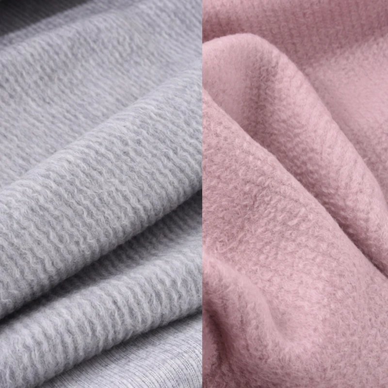 

130CM Wide 600G/M Pink Light Gray Wool Polyester Fabric for Autumn Winter Overcoat Dress Jacket Clothes H243