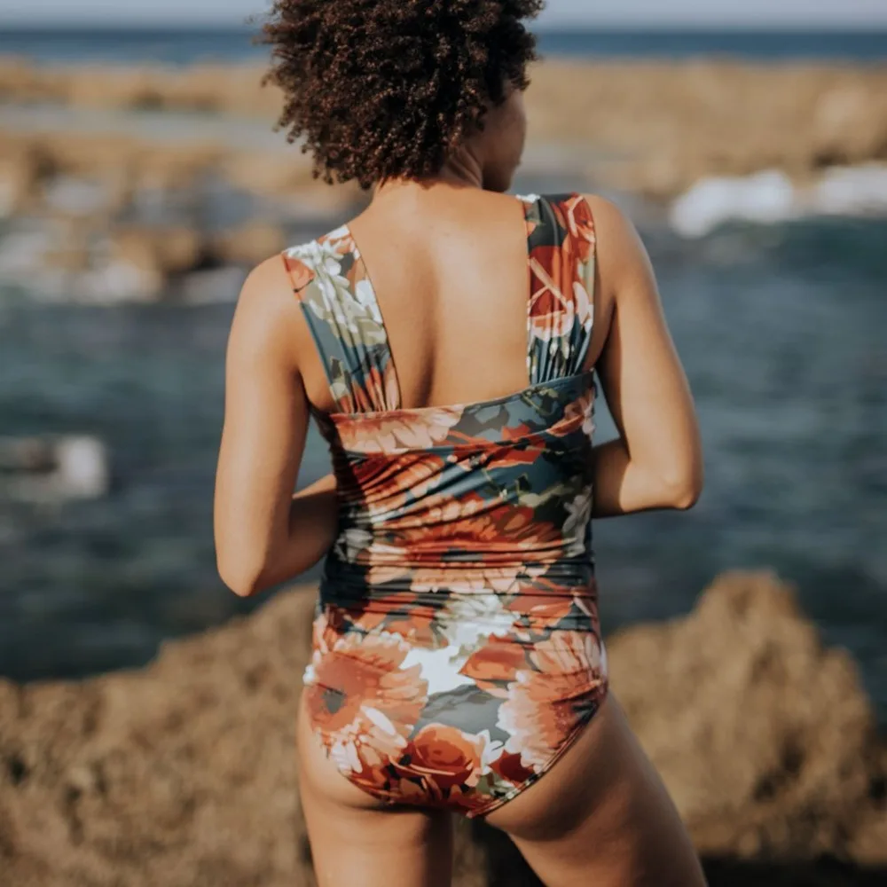 Винтажный женский слитный купальник лето 2019 Цветочный Монокини пуш-ап боди с