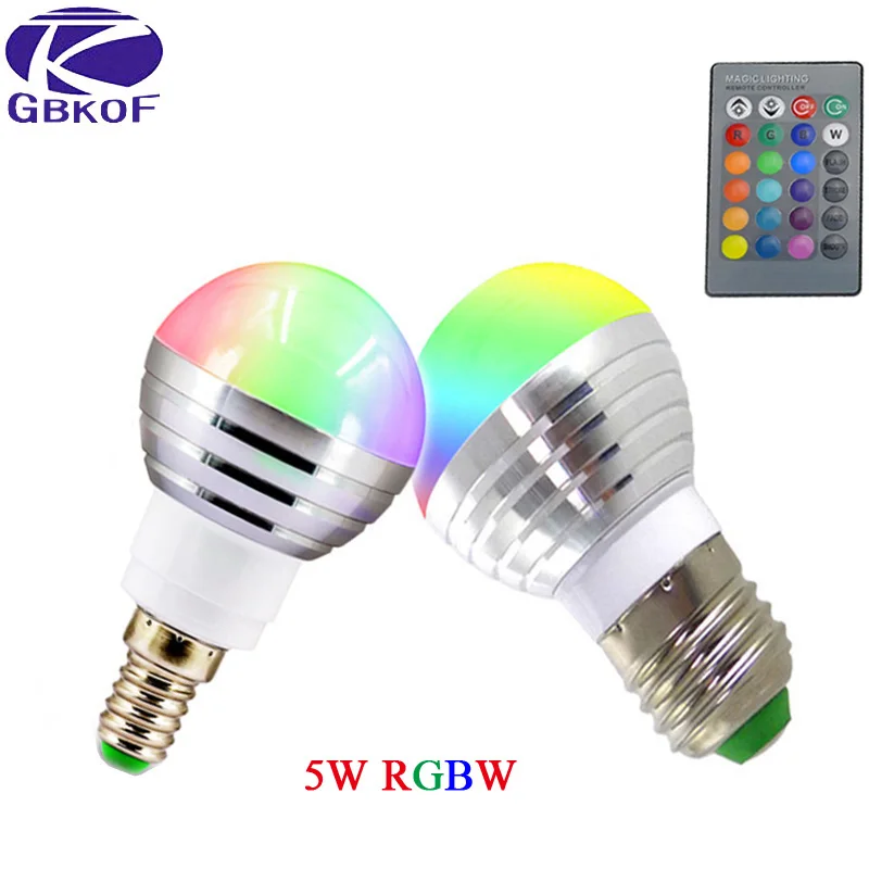 E14 E27 dimmable RGBW светодиодные лампы 5 Вт 85 265 В 110 220 Красочные RGB LED лампа Люстры свет + 24