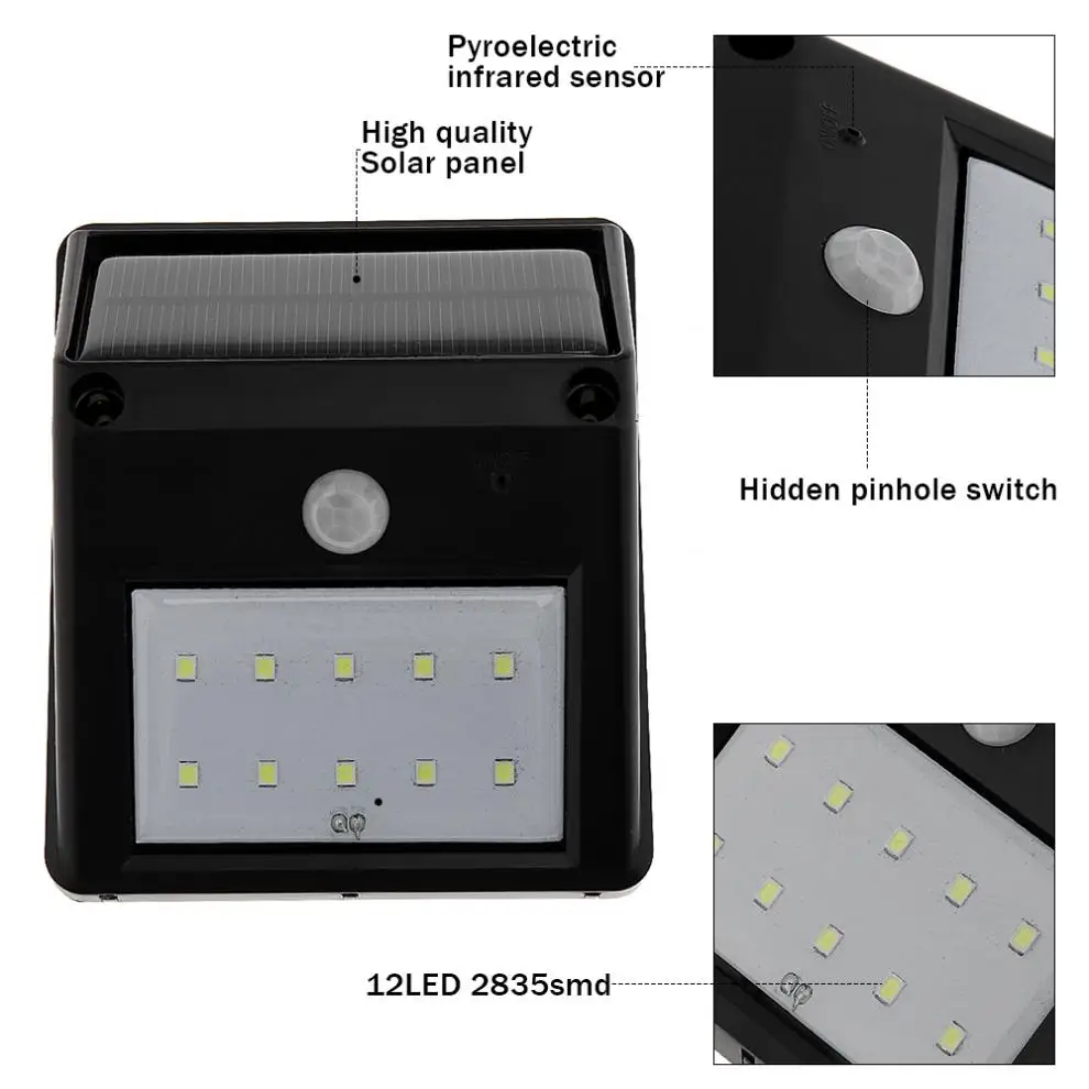 10 LED настенный светильник на солнечных батареях датчик движения домашний садовый