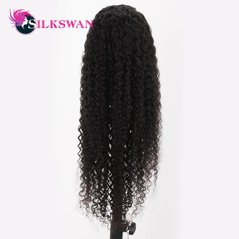 Silkswan бразильские волосы remy кудрявые вьющиеся 13*4 кружевные передние человеческие волосы парики с детскими волосами кружевные парики для женщин 150