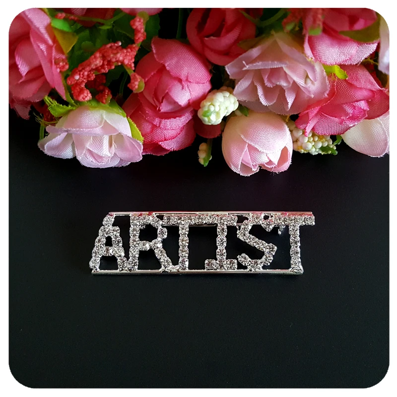 Профессиональный отворот булавка &quotхудожник&quot буквы с кристаллами брошь