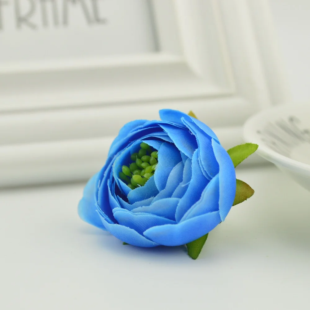 dark blue 5 шт. шелковые Чайные розы тычинки для рукоделия дома Свадебные украшения, аксессуары diy букет невесты недорогие искусственные цветы - Цвет: dark blue