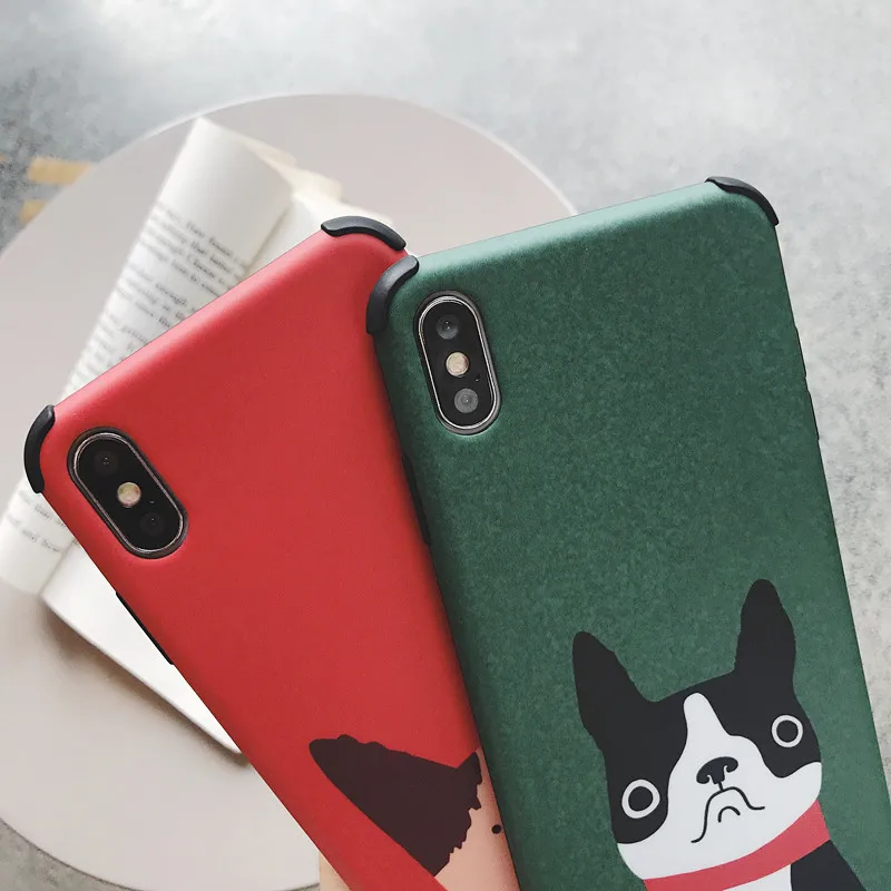 GYPHCA Fashion Anti-knock Cartoon DOG Phone case For iphone 6 7 8 Plus X XS XR MAX Cute Fitted Case IMD TPU Soft Back Cover |