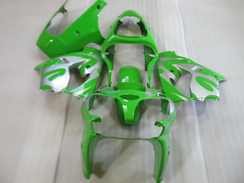 

Бесплатная Настройка обтекателя Для Kawasaki ninja ZX9R 2000 2001 Зеленый Серебряный Обтекатели для кузова ZX9R 00 01 OT15