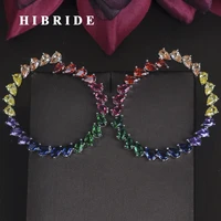 hibride big round shape marquise cut cubic zirconia stud earrings for women jewelry earrings boucle doreille e 680