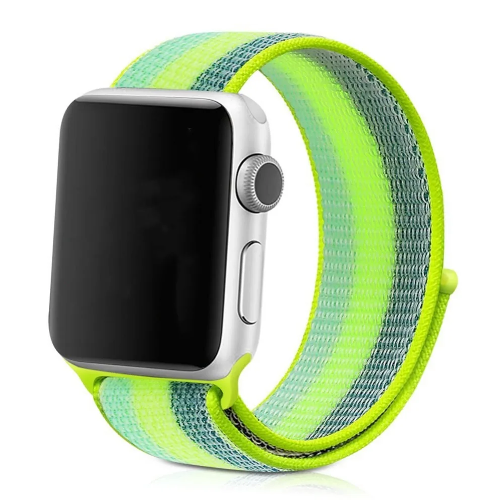 Нейлоновый спортивный бесшовный ремешок для наручных часов iwatch, 4 цвета, в полоску, легкий мягкий сплетенный ремешок для наручных часов Apple Watch 4 серии 3/2/1 38 мм 42 мм 40 мм 44 мм