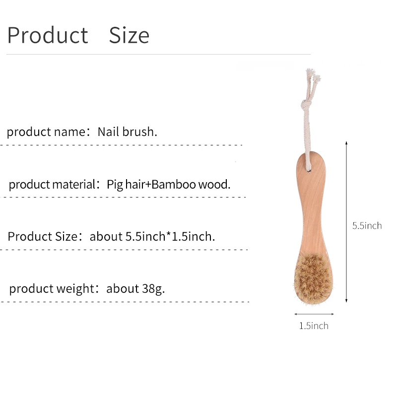 YOULU wooden short handle cleaning brush natural bristle pedicure soft for massage oil hand wash foot Дом и сад