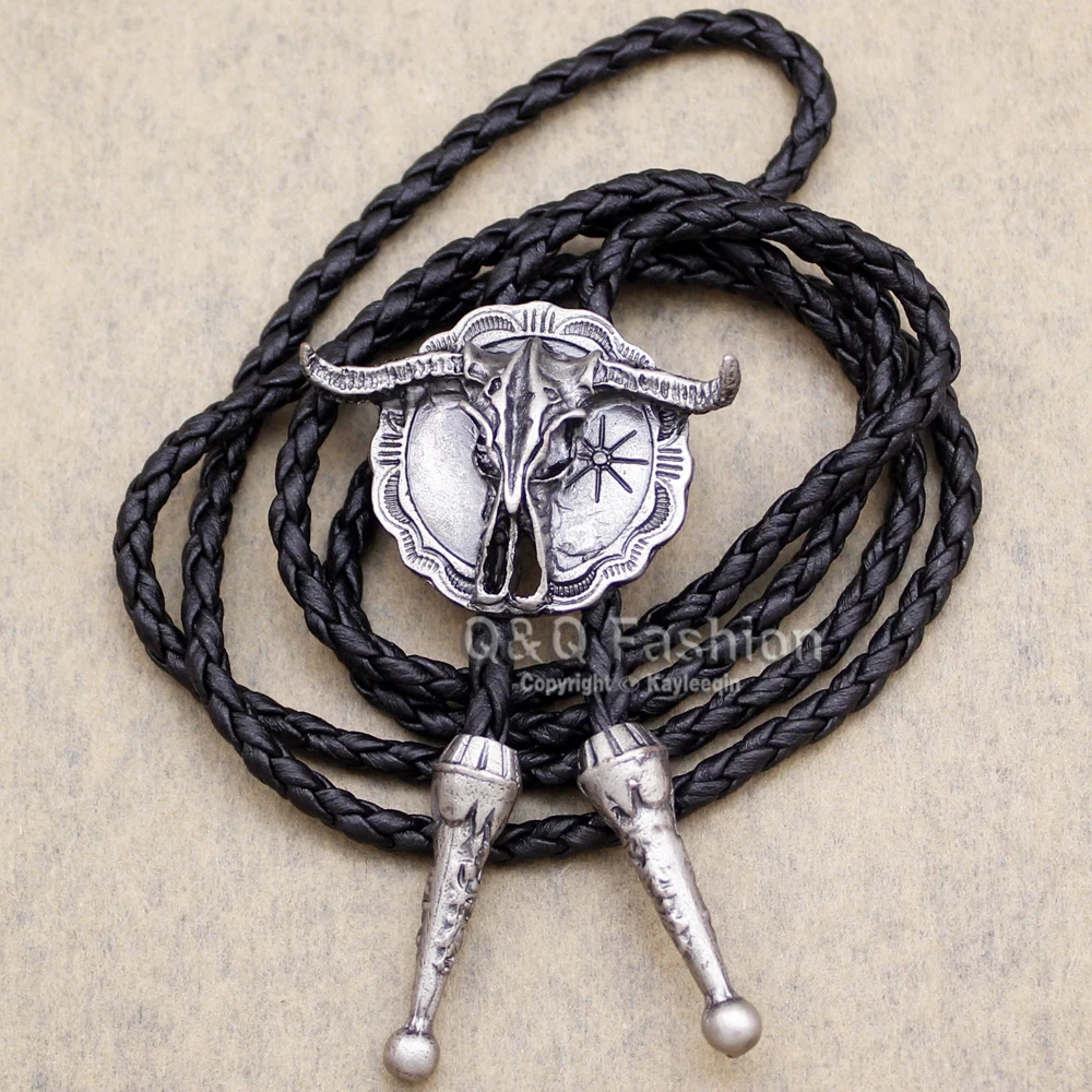 Новое поступление модный топ с галстуком-бабочкой и черепом из яловой кожи в