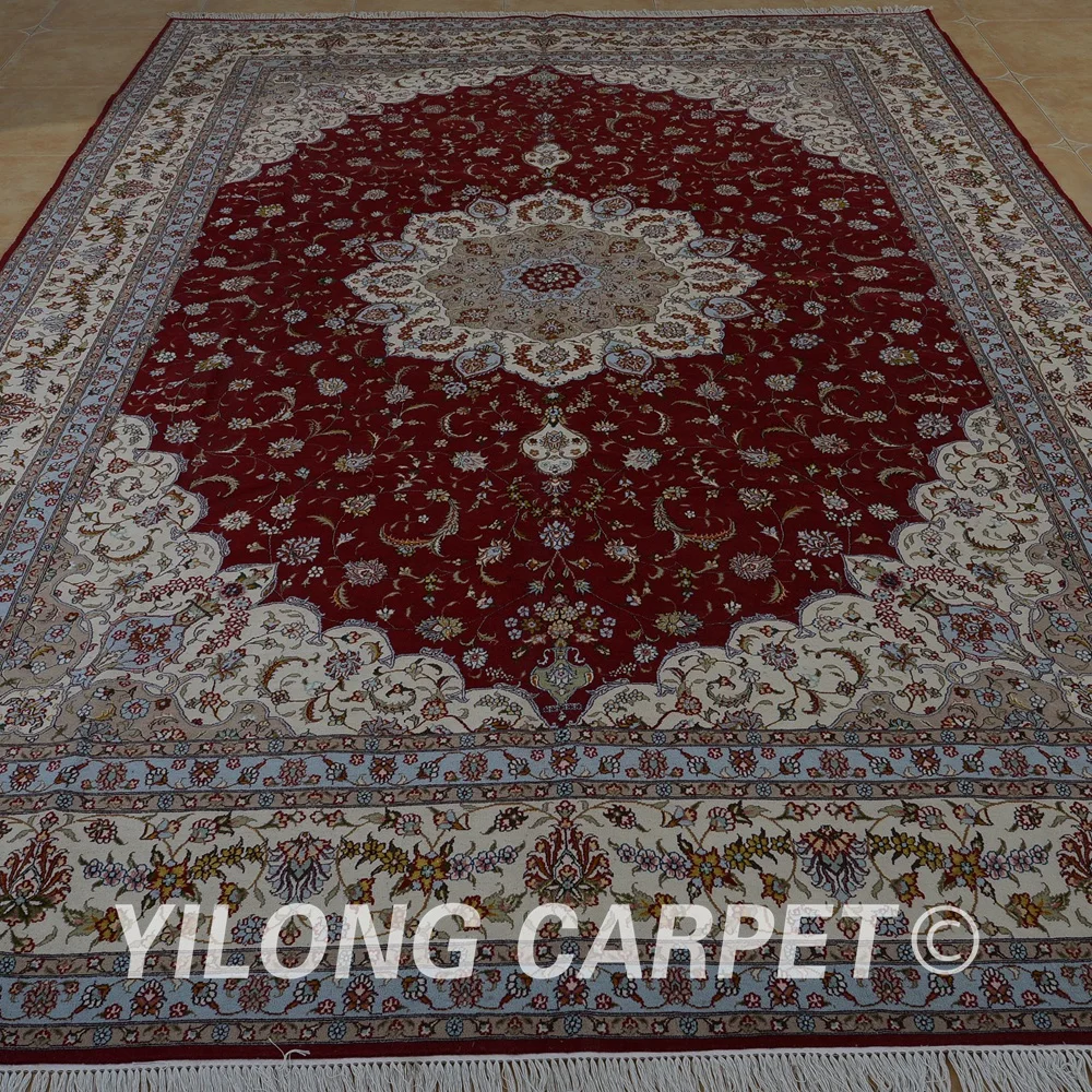 Yilong 10'x14' ручные шерстяные коврики красный ручной работы Изысканный