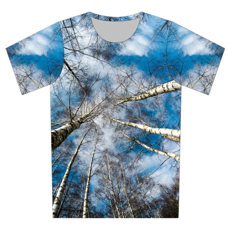 

Joyonly 2018 Children's Sunshine Big Tree Blue Sky Weed Design Funny 3d T-shirts Boys Girls Summer T shirts Kids Casual Tops