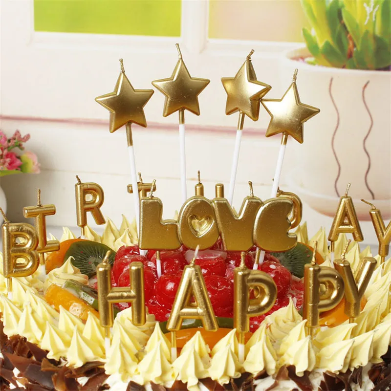 1 коробка свечи с надписью Happy Birthday & Love|Товары для украшения тортов| |