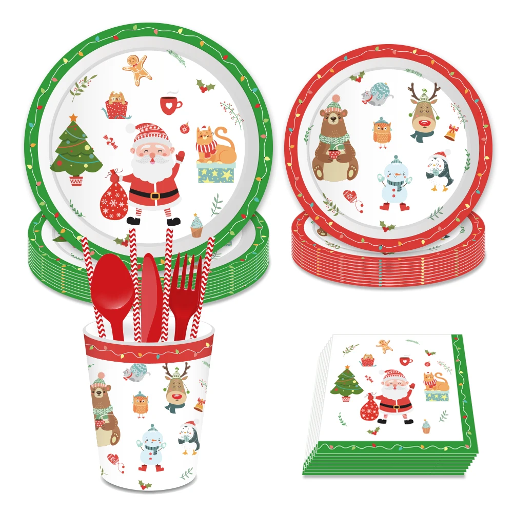 Merry Christmas Санта Клаус наборы посуды рождественские украшения для дома