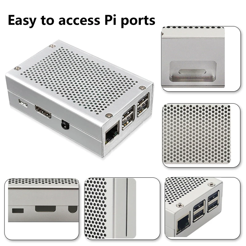Для Raspberry Pi 3 чехол алюминиевый чехол серебристый металлический корпус совместим с Raspberry Pi 3 Model B 3B Plus