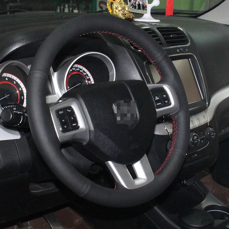 Новинка противоскользящий черный кожаный чехол на руль для Dodge JCUV|steering wheel
