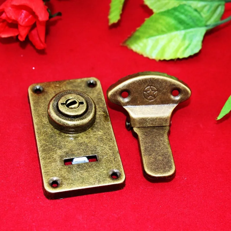 Бронзовый замок для сумки прямоугольный ящика стиль ретро в старинном стиле 73*41