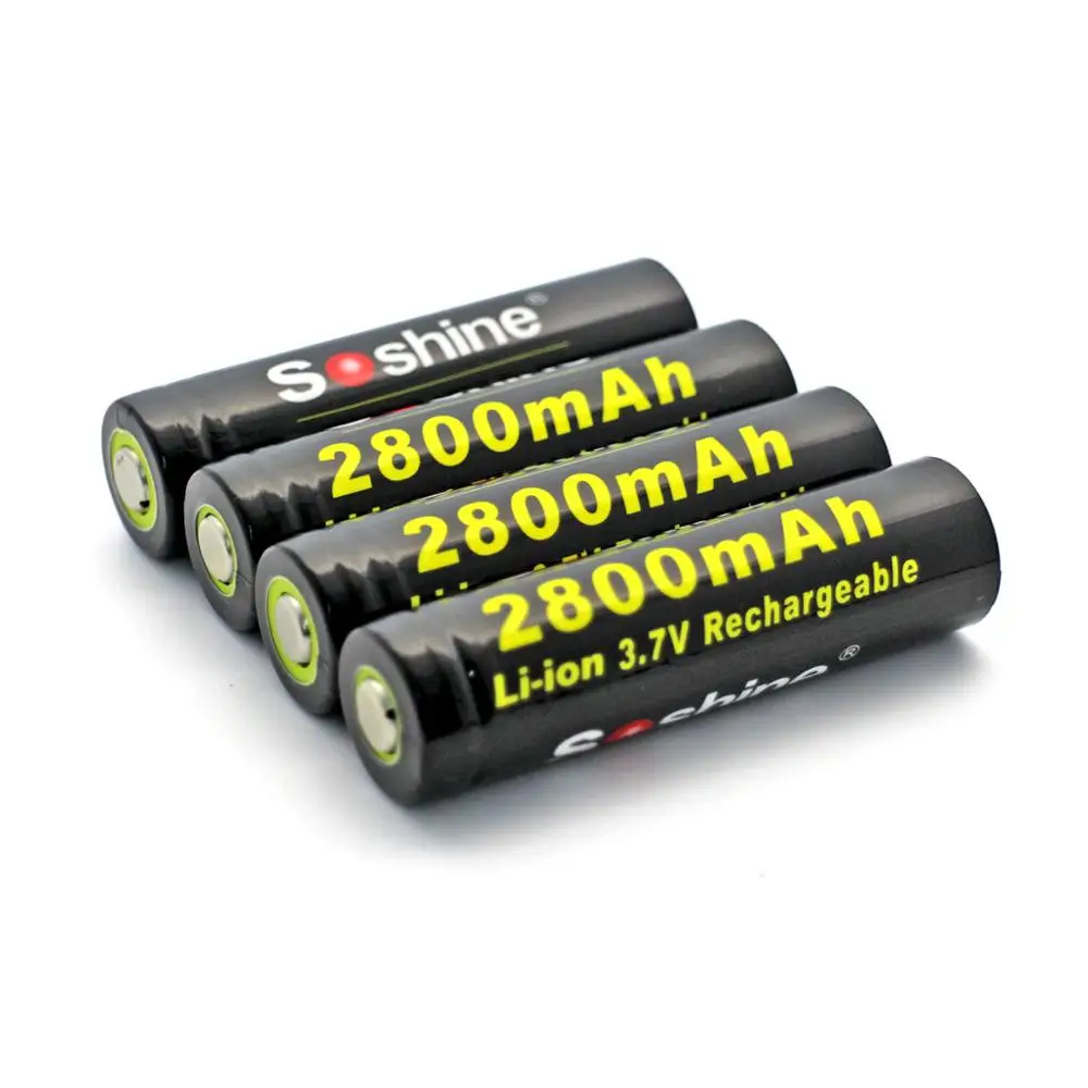 4 шт./лот Soshine 18650 литий ионная батарея 3 7 V 2800mAh перезаряжаемые Защищенные Литий