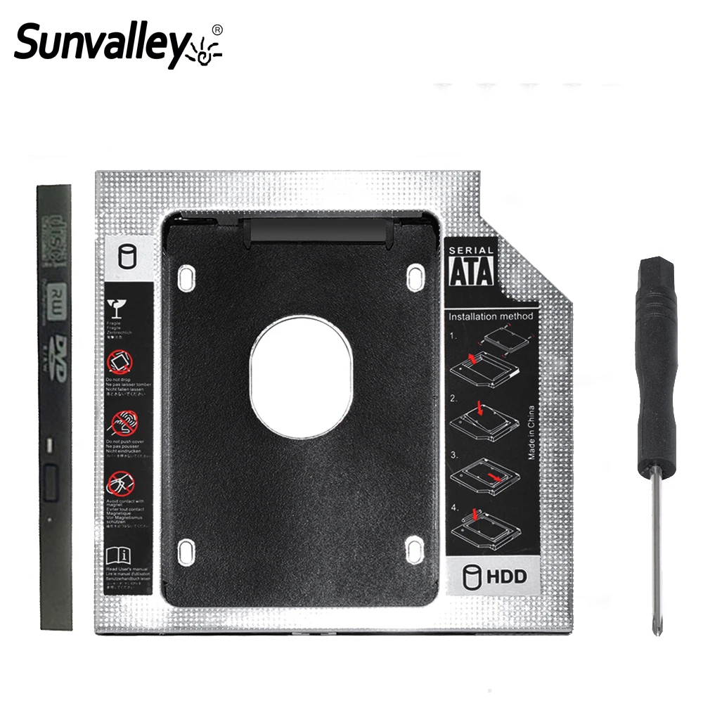 Sunvalley Aluminum Alloy 12.7mm 2nd HDD Caddy SATA To SATA 3.0 For Laptop DVD/CD-ROM Optical Bay 2.5