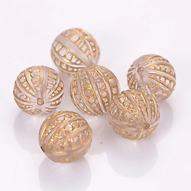 Винтажные акриловые бусины в полоску Miasol круглые с покрытием 12 мм для