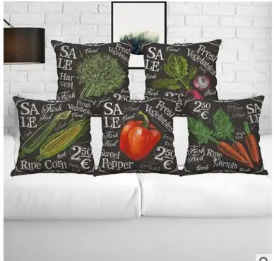 

Original cotton hug pillowcase Hand-painted random blackboard chalk illustration style vegetable poster background sofa pillowca
