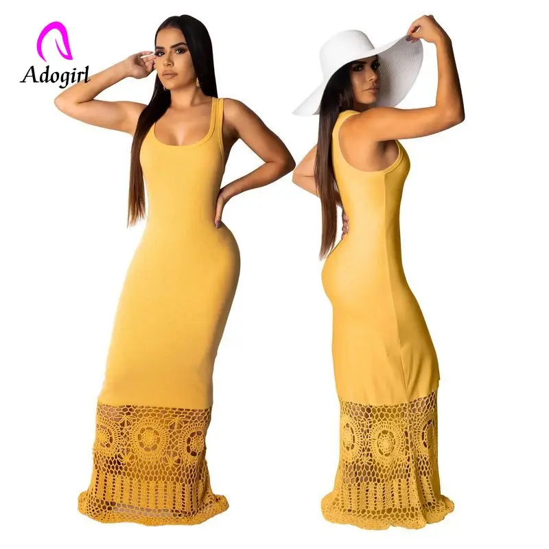 Однотонное сексуальное женское белое платье без рукавов прямое длинное