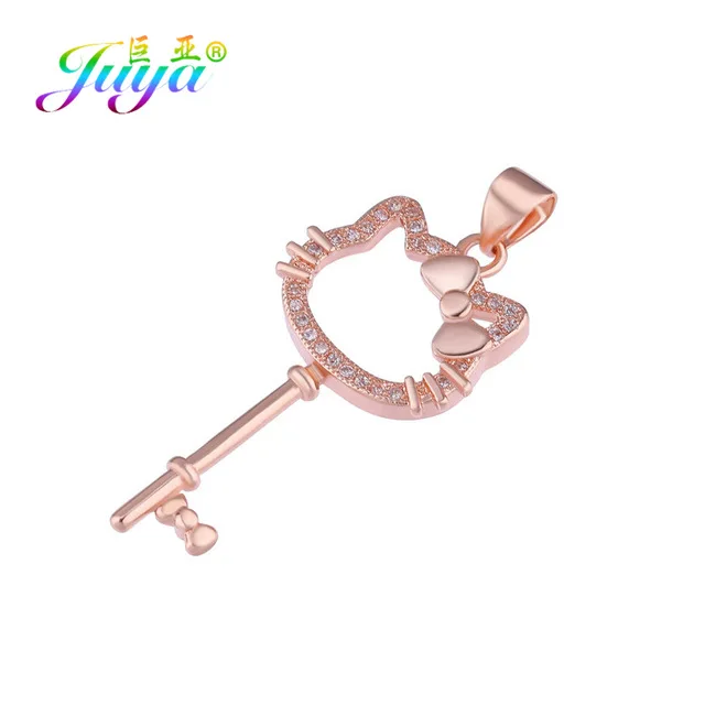 Rose Gold Pendant Ручной работы DIY материал для изготовления украшений роскошный цветок ключ кулон аксессуары для женщин Свадебный день рождения чокер колье изготовление - Окраска металла: Rose Gold Pendant