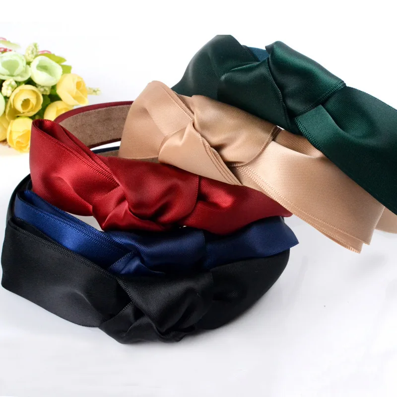 

Top Knot Turban Headband Style Solid Elastic Hairband Hair Accessories No Slip Stay on Knotted Head band Women