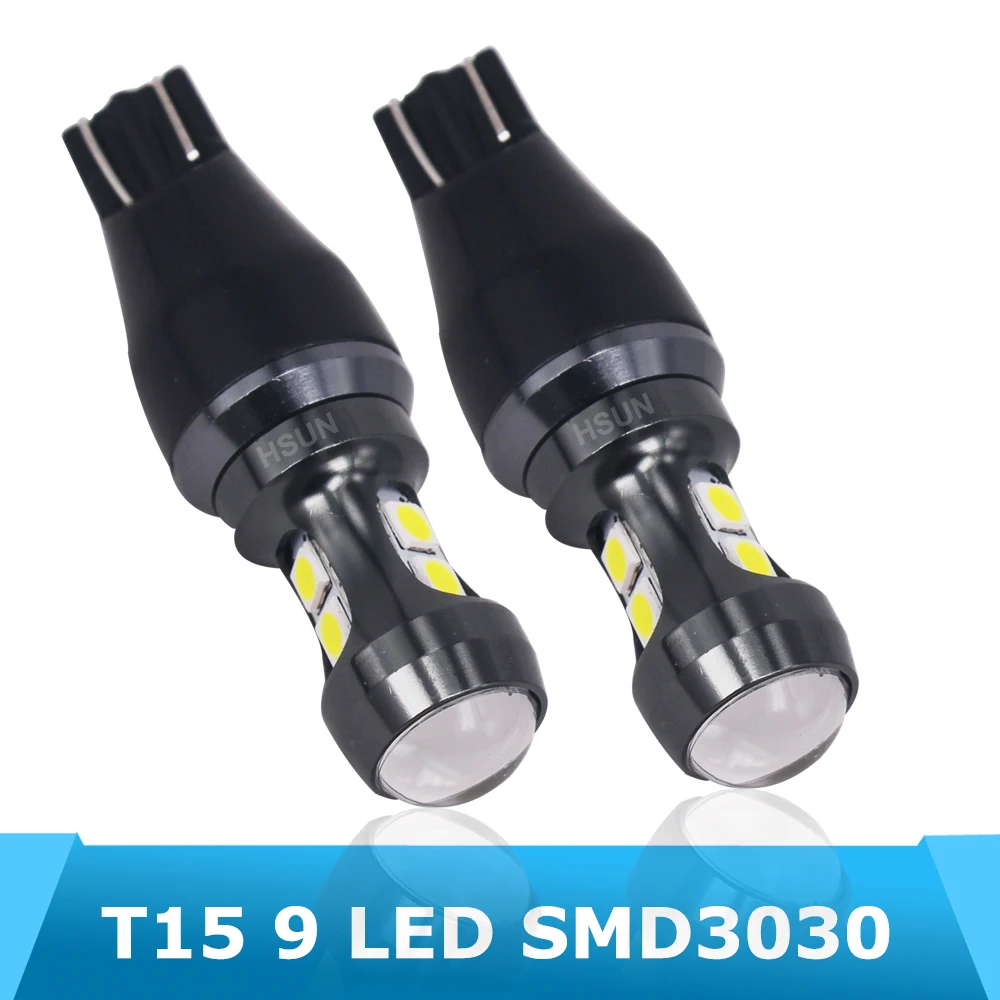 

Eseastar 2pcs T10 T15 9 LED SMD3030 Canbus OBC Error Free Bulbs Wedge Bulb 921 912 W16W LED Canbus Stop Car lamp