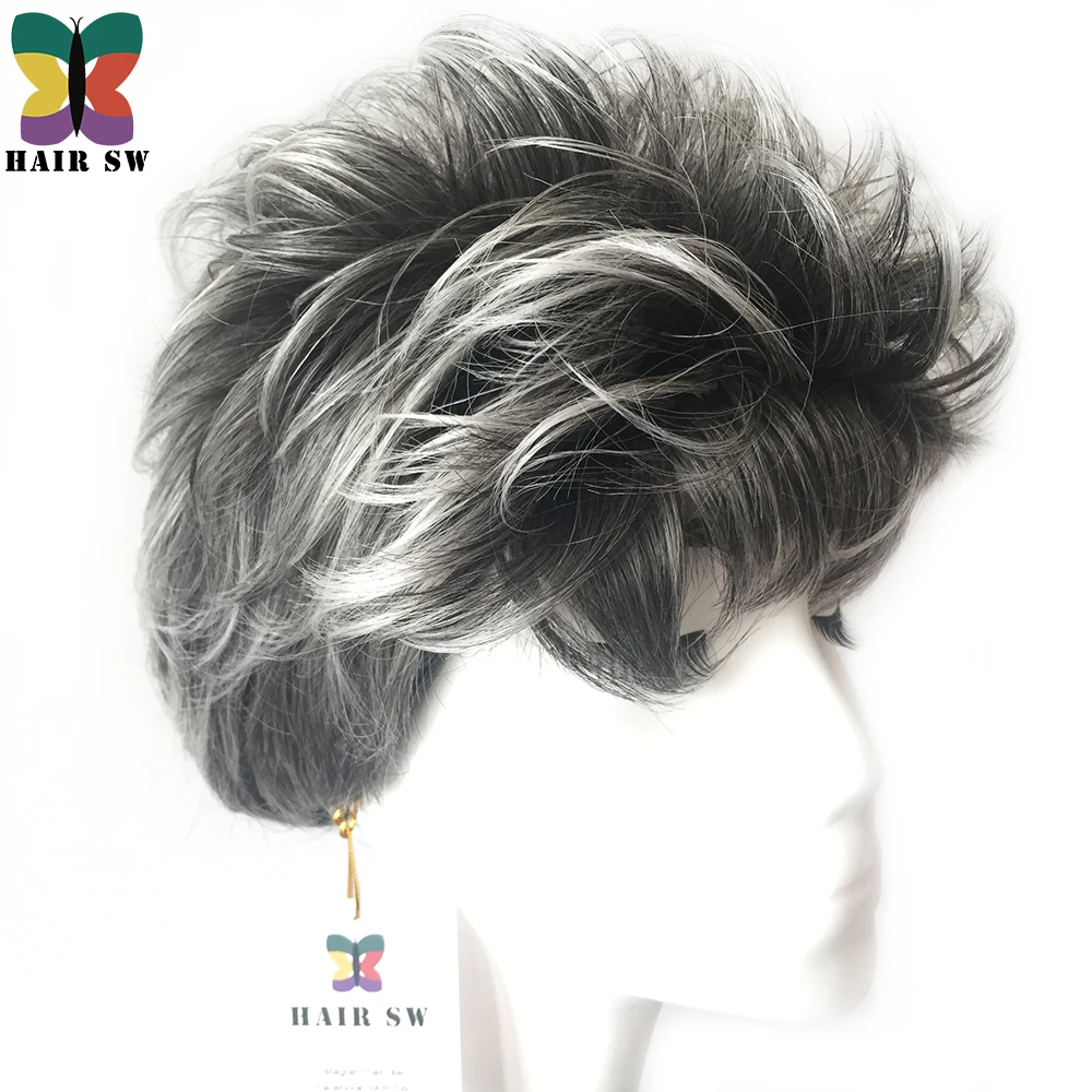 Волосы SW Короткие Волшебные стильные женские синтетические волосы парик Серый