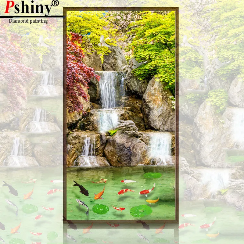 PSHINY DIY Алмазная вышивка продажа природные рыбные пейзажи картины из кристаллов