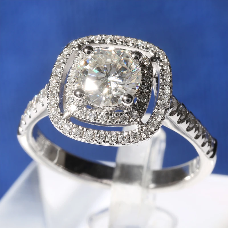 Женское Обручальное Кольцо TransGems Double Halo розовое золото 14 к 585 пробы 1ct | Украшения и