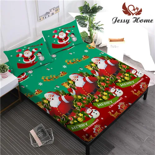 JSBD07 Merry Christmas простыня для домашнего использования, постельные принадлежности Санта Клауса, 150 см x 205 см+ 30 см, детский подарок, различные цвета красного золота, двойной размер - Цвет: JSBD07