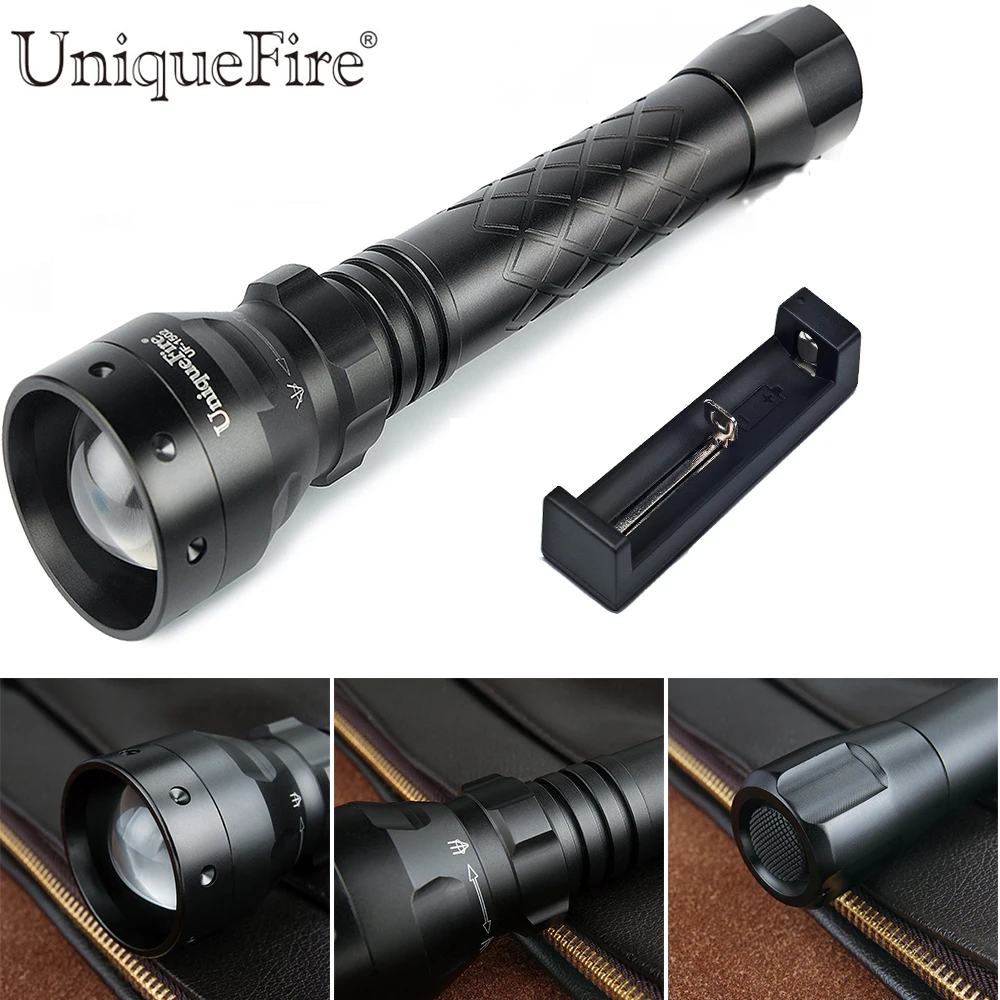 Светодиодный фонарик UniqueFire масштабируемый с 3 режимами работы перезаряжаемый 18650