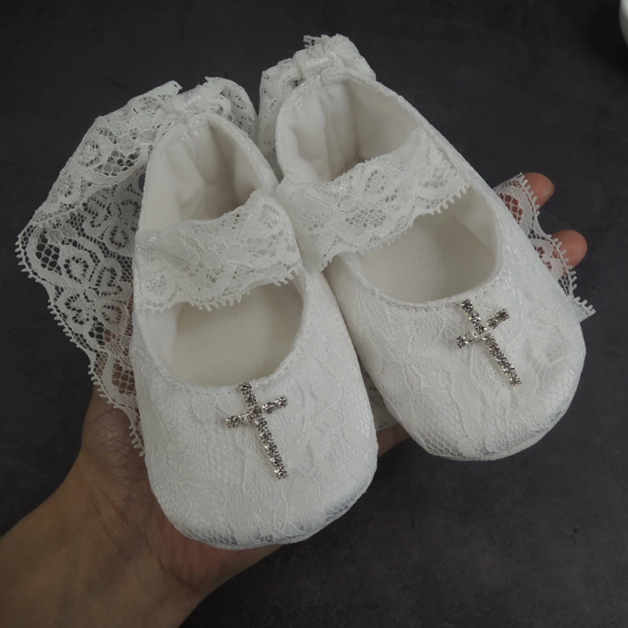 Высококачественная белая обувь на заказ для крещения малышей кружевная подарок