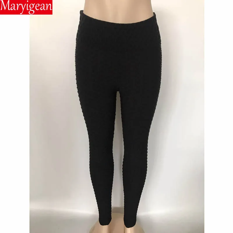 black Однотонные женские леггинсы Maryigean из полиэстера, супер эластичные штаны с высокой талией, леггинсы для тренировок, женские леггинсы для фитнеса, спортивная одежда - Цвет: black
