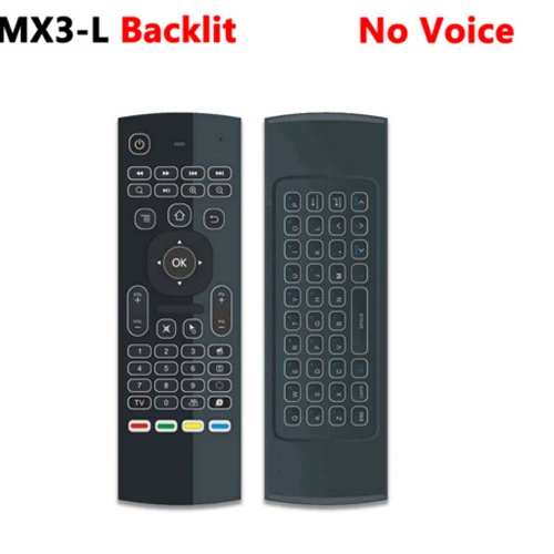 EN backlit no mic MX3 MX3-L с подсветкой Air mouse T3 умный голосовой пульт дистанционного управления 2,4G RF Беспроводная клавиатура для X96 mini KM9 A95X H96 MAX Android tv Box - Цвет: EN backlit no mic