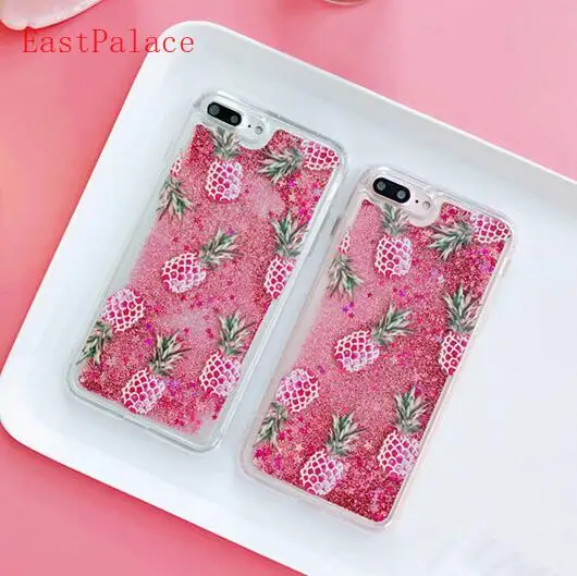3D Dynamic Liquid Bling Star Quicksand Pineapple Case for IPhone 6 6S Plus 7 8 X XS Cute Phone Glitter Cases Pink Back Cover |