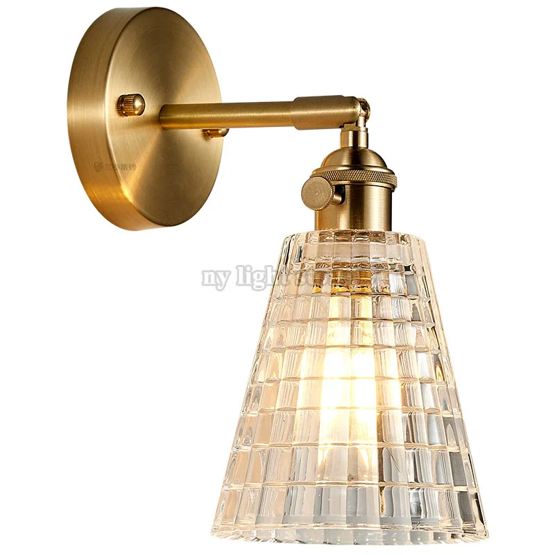 Modern Luxury LED Copper Clear Glass Shade Wall Light Sconce For Foyer Living Room | Освещение