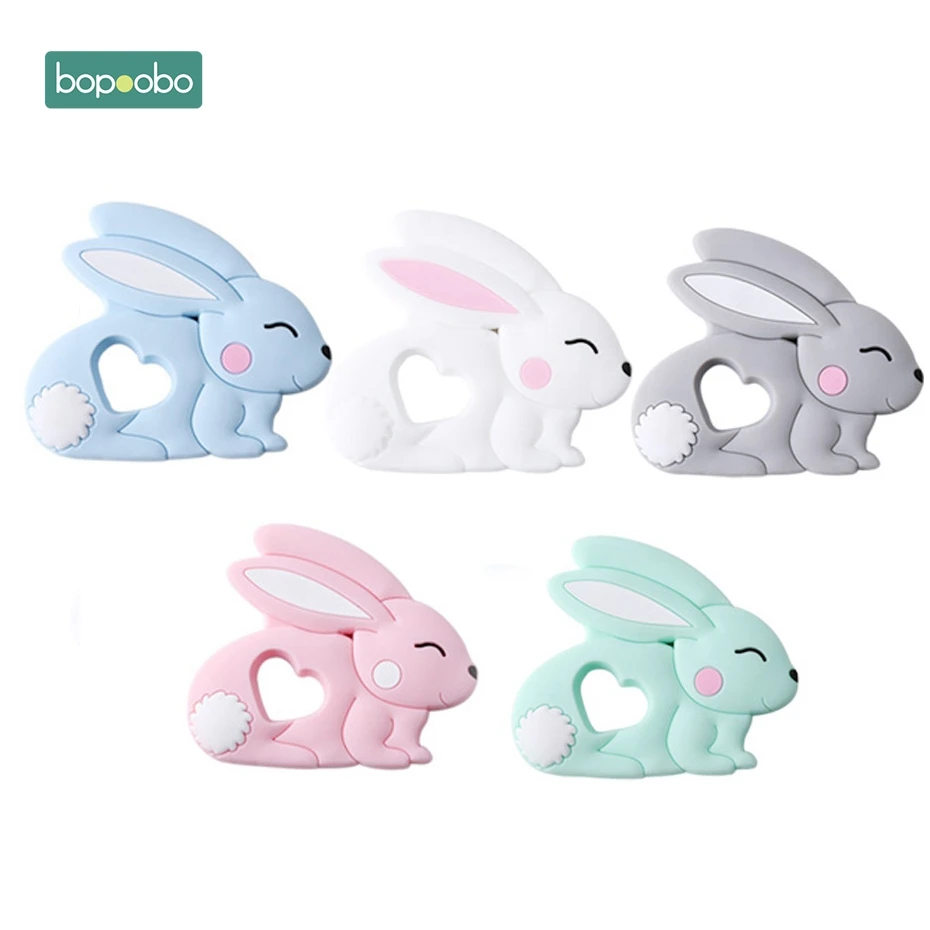 Random Rabbit Bopobo 10 шт. Силиконовый грызунок «кролик» пищевого качества кролик Прорезыватель для кормления Прорезыватель для сосок, зажим, аксессуары, детский Прорезыватель - Цвет: Random Rabbit
