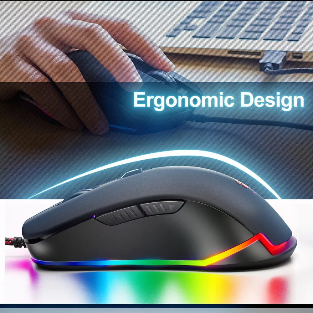 Проводная мышь EPULA V6 проводная оптическая Usb-мышь с RGB светодиодной подсветкой