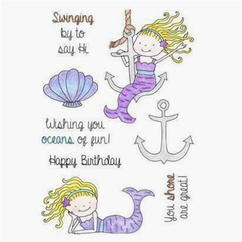 Naifumodo 4Pcs/lot Mermaid Anchor Shell Metal Cutting Dies Cards New 14*14CM DIY Scrapbooking Crafts Stencil Album Decoration | Дом и сад